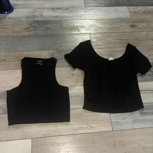 Garage black t shirt and halter tank crop top bundle Size M #croptop